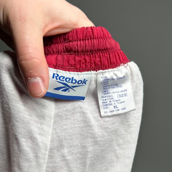 Vintage Y2K Reebok Track Pants Mens XL Crimson Red Nylon Joggers White Logo - Picture 4 of 4